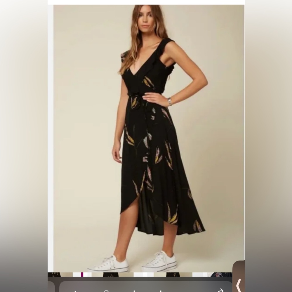 O'Neill Black Floral Midi Dress